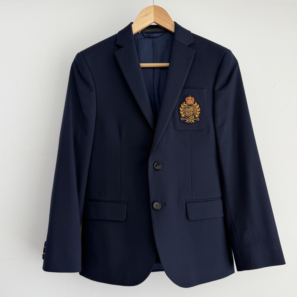 Lauren Ralph Lauren Polo Blazer Boys 14R Navy Crest Patch Gold Classic Preppy